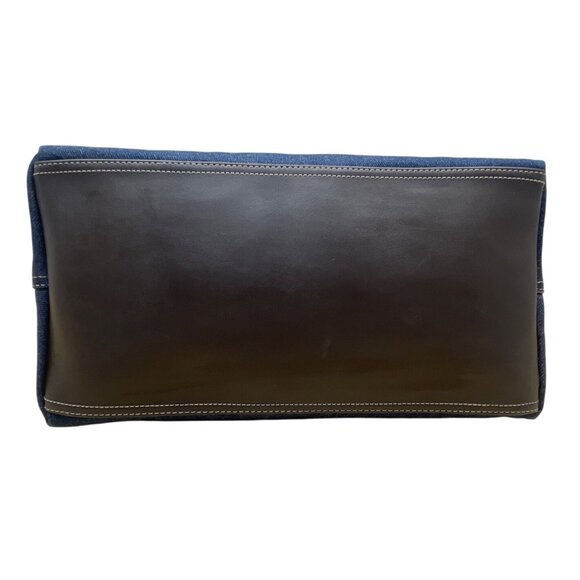 Nine West Women’s Denim With Brown Leather Strap & Gold Hardware Tote Bag Sz S - Picture 6 of 11